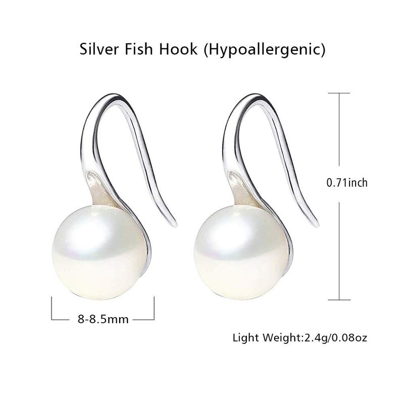 FIFATA Fashion Silver Pearl Earrings for Women 8-8.5mm Classical Drop Dangle Earrings Jewelry - Image 4